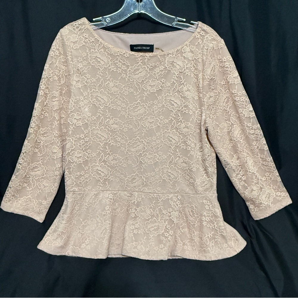 Ivanka Trump, size M, Blush Lace Peplum Blouse